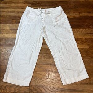 JONES NEW YORK white linen blend wide leg pants